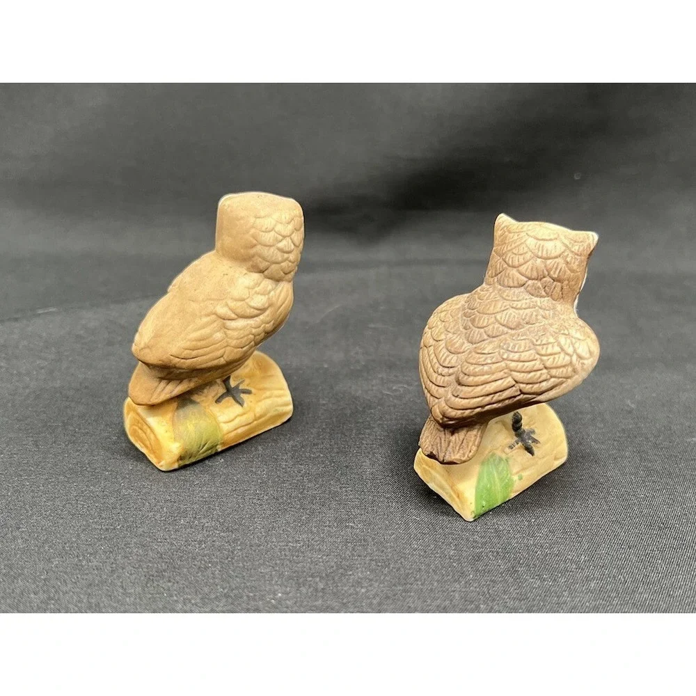 Pair Porcelain  Miniature Owls Japan 2.5
